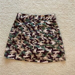 Zara Green and Brown Camouflage Skirt
